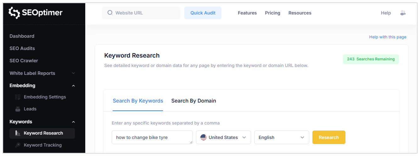 Keyword Research Example